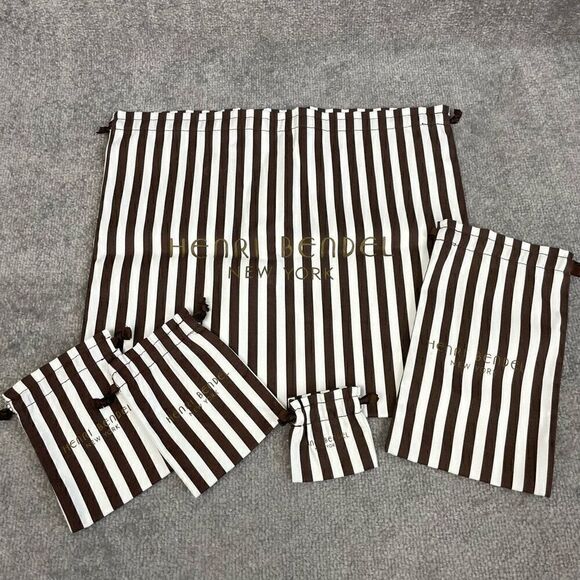 Lot of 5 Henri Bendel Striped Gift Bags Pouches Drawstring - Picture 1 of 3